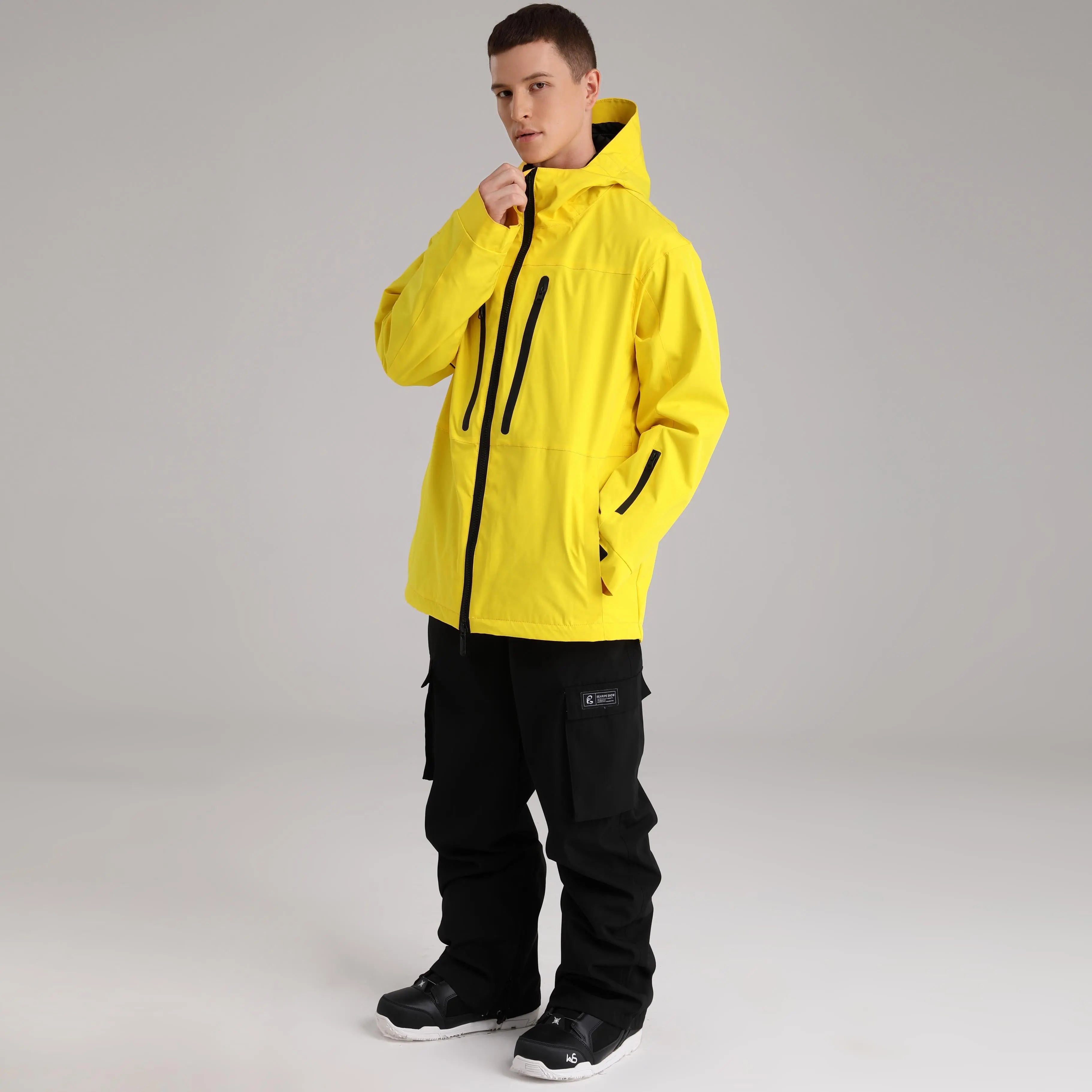 Men Zip Windbreaker Ski Shell Jacket&nbsp;Hooded Snow Coat