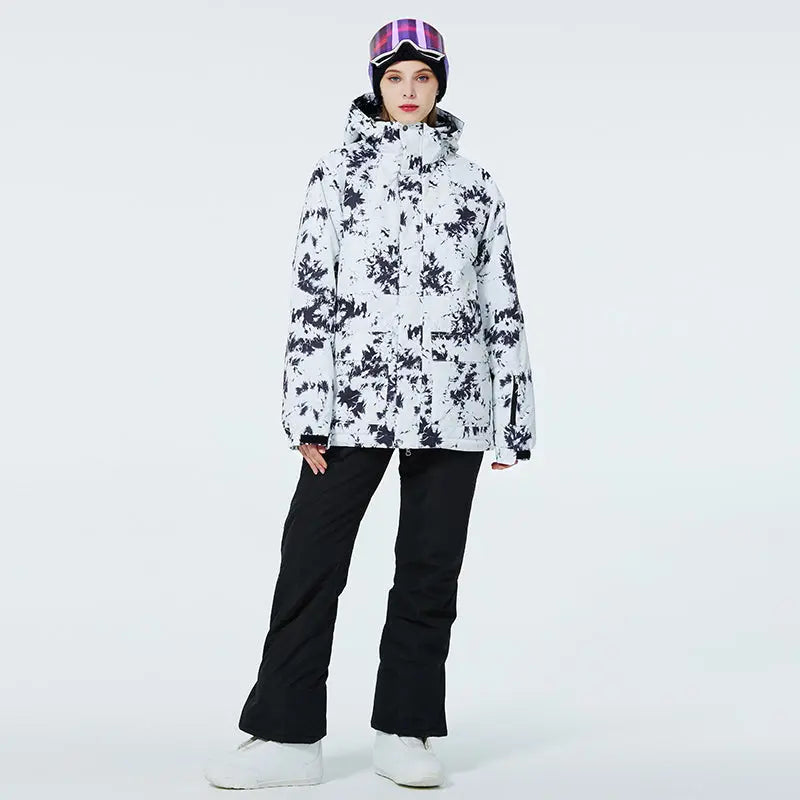 Women Hooded Insulated Snow Jacket&nbsp;Printed Ski Coat for Outdoor Sports