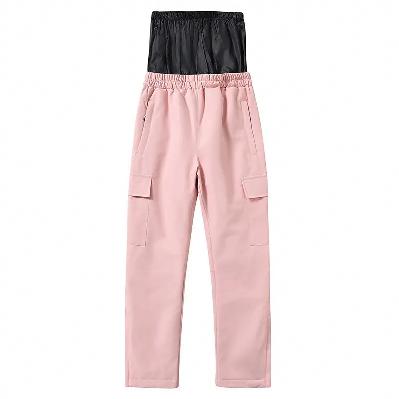 Kids High Waist Snowboard Pants Cargo Pockets Ski Pants