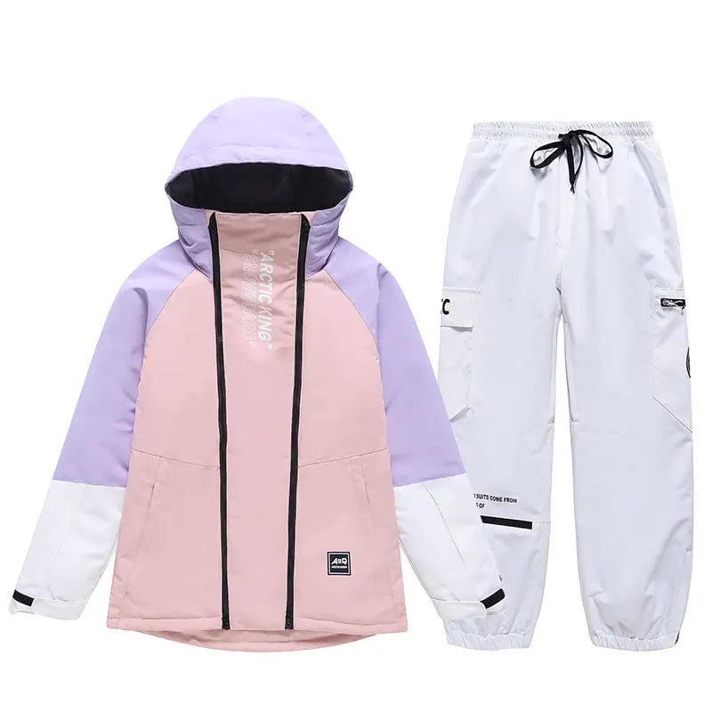 Trendy Hooded Cargo Ski Jacket & Sports Pants Set Couple Style&nbsp;