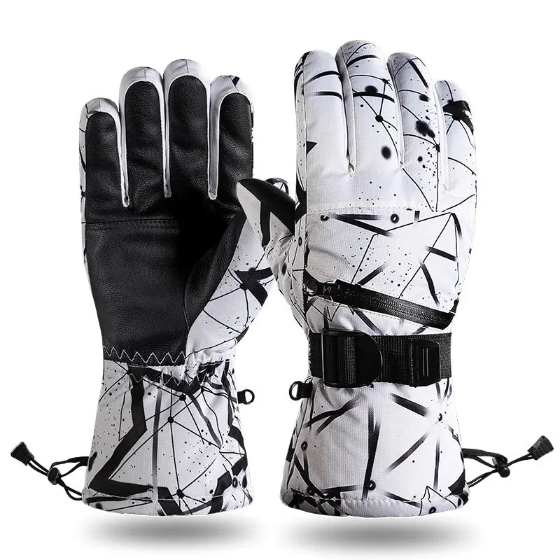 1pair Unisex Geometric Pattern Snowboard Ski Gloves