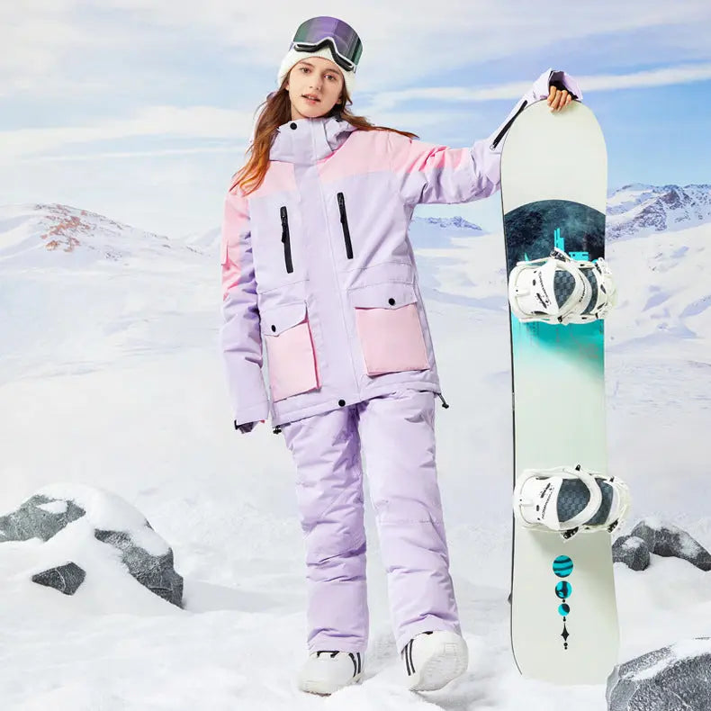 Stylish Womens Snowboard Outfits 2 Pieces Ski Overalls