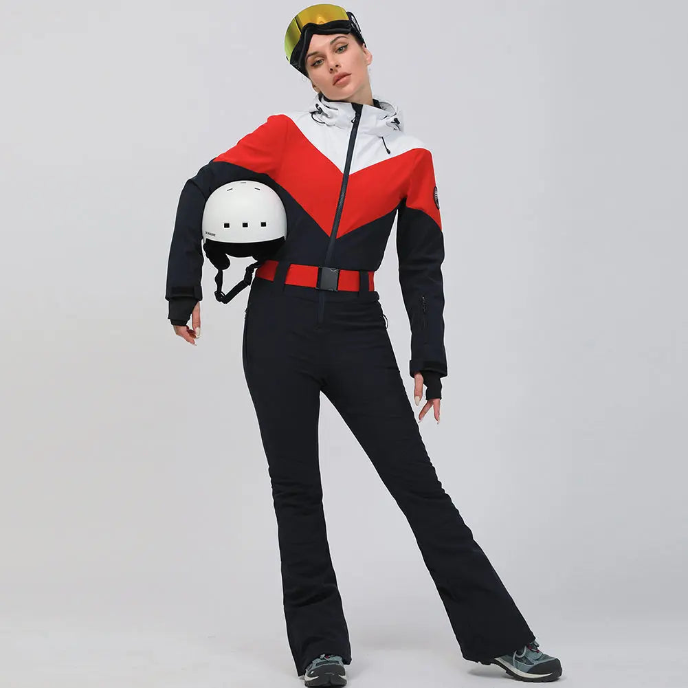 Retro Women One Piece Ski Jumpsuits New Slim Fit Snowsuits&nbsp;