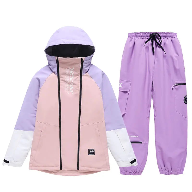 Trendy Hooded Cargo Ski Jacket & Sports Pants Set Couple Style&nbsp;