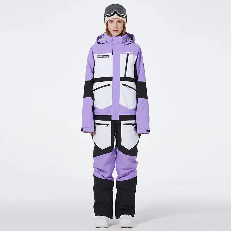 One-piece Ski Suit for Men & Women Patchwork Snowwear-US ONLY