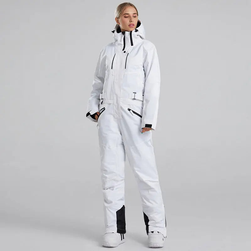 Women's White One Piece Snow Jumpsuits Ski Suits&nbsp;
