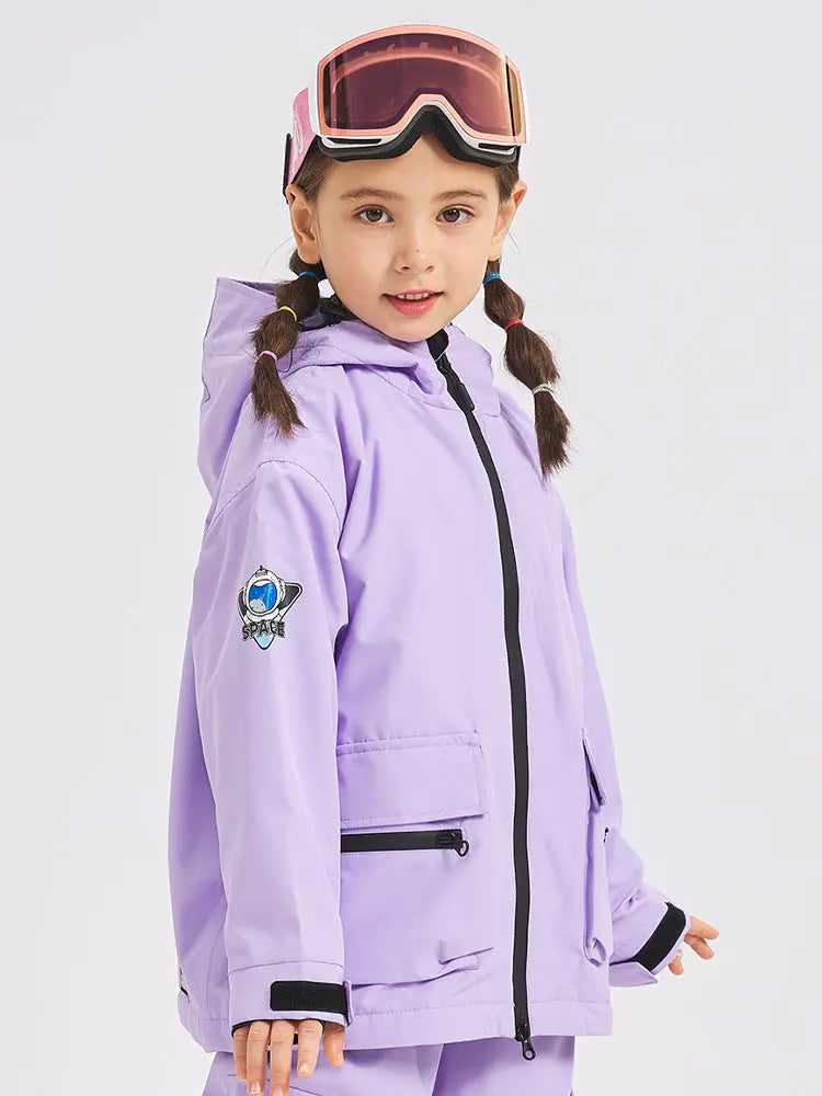 Kids Warm Ski Jacket Coat for Winter Solid Color Snow Wear