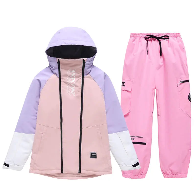 Trendy Hooded Cargo Ski Jacket & Sports Pants Set Couple Style&nbsp;