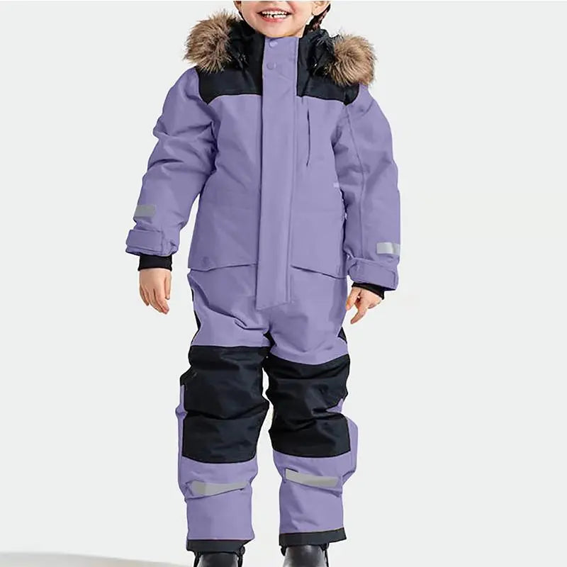 Kids One Piece Snowsuit Girl Boy Ski Snowboard Jumpsuits