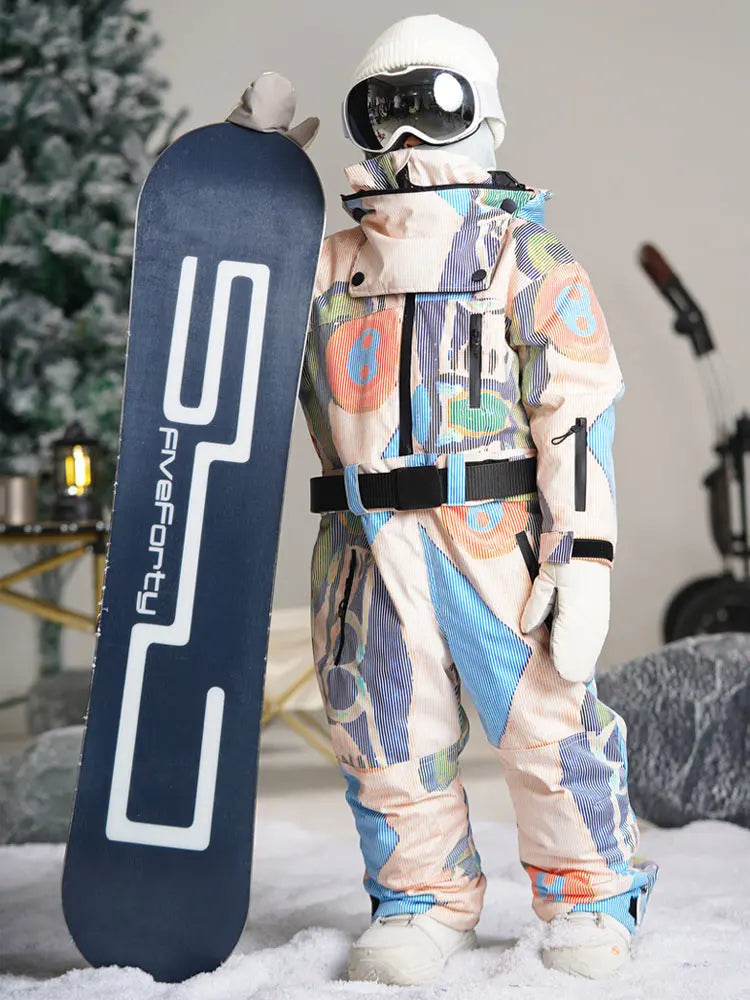 Kids Purple One-piece Snowsuits Windproof Ski Outfits