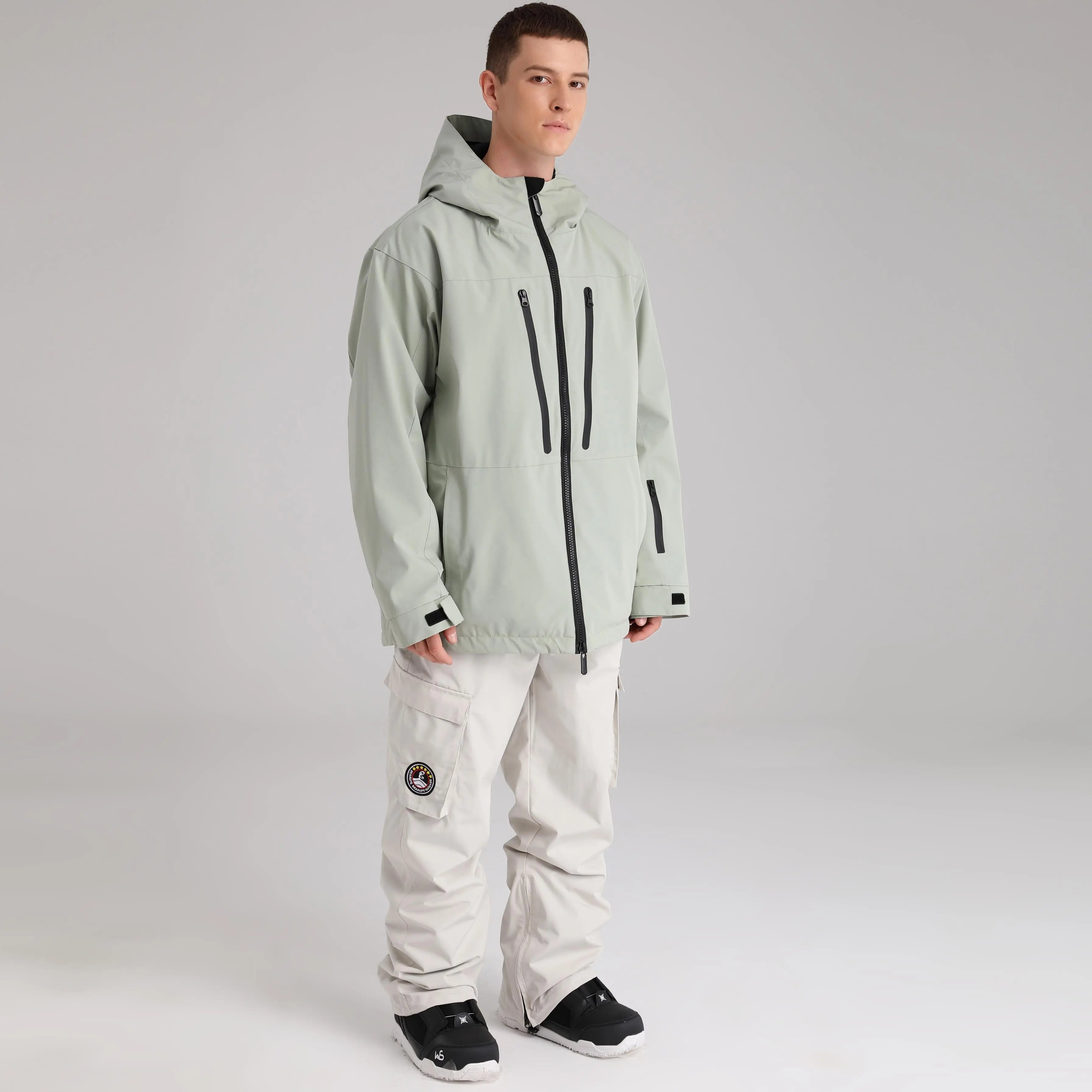 HOTIAN Men Zip Windbreaker Hooded Ski Shell Jacket