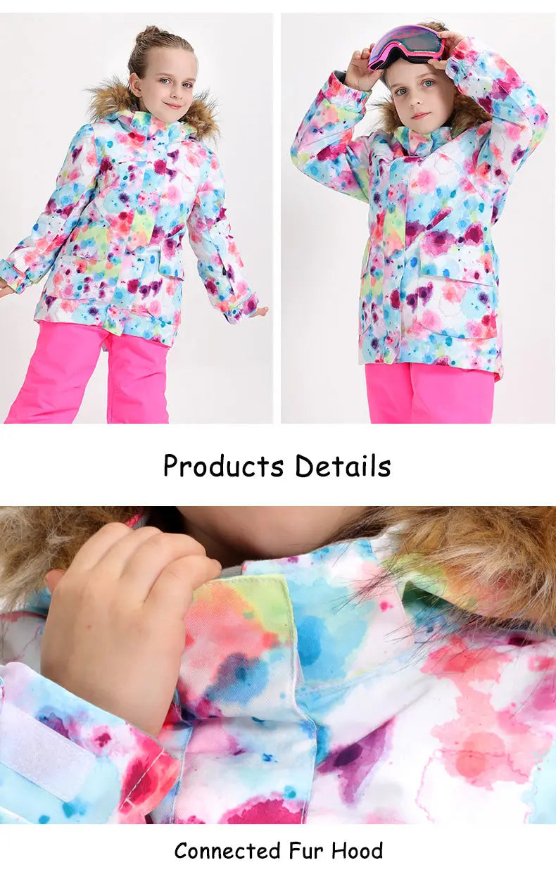 Boy Hooded Snow Ski Insulated Jacket Fur Collar HOTIAN