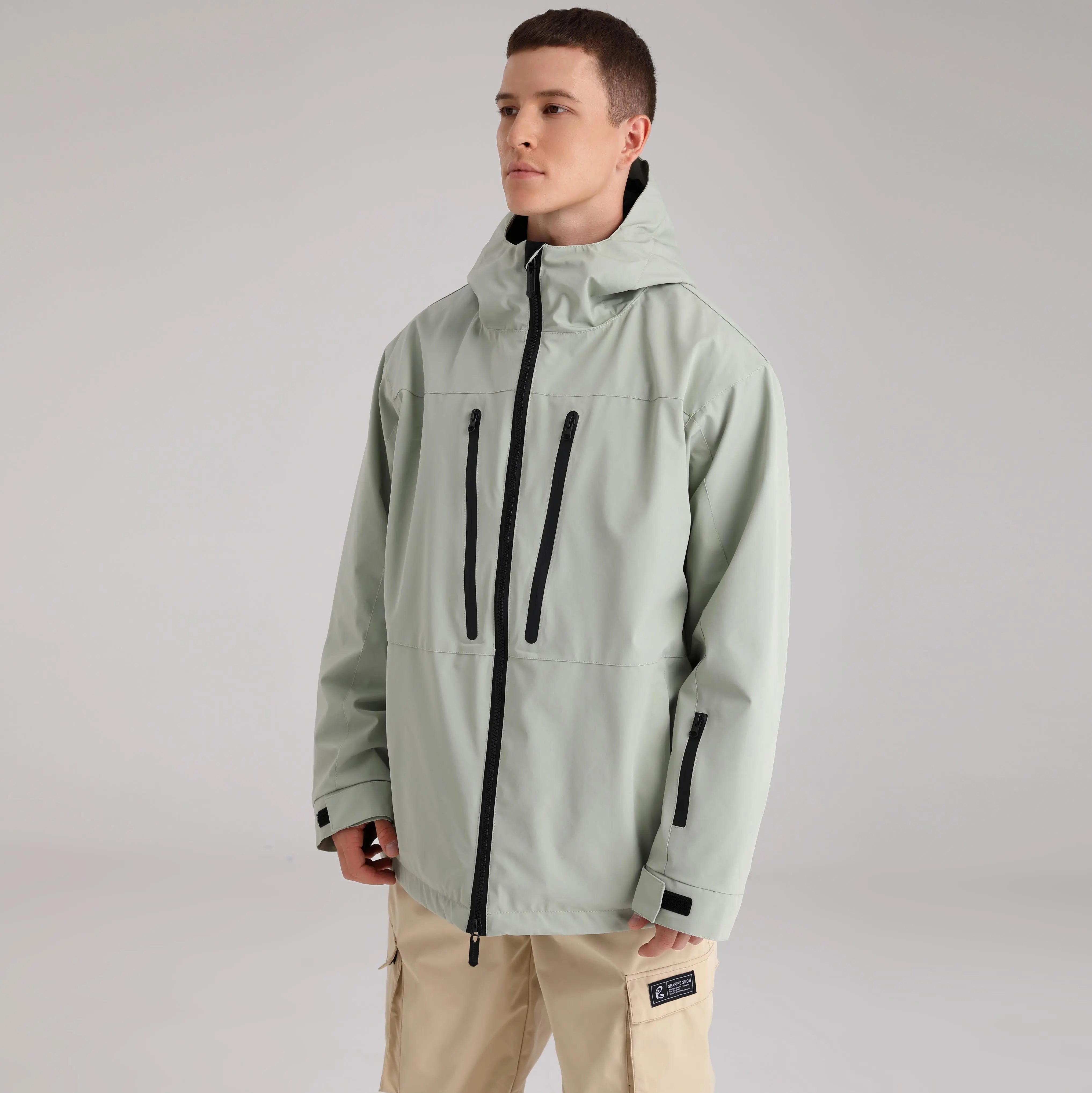 HOTIAN Men Zip Windbreaker Hooded Ski Shell Jacket