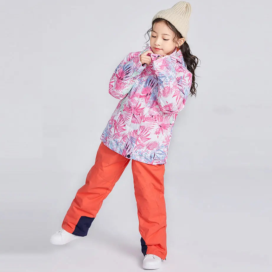 Kids Outdoor Snow Jacket & Pants 2 Pcs Winter Warm Snowsuits