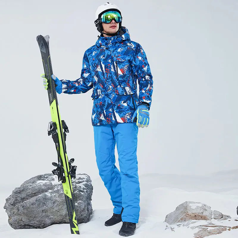 Men Insulated Jacket & Bib Pants Waterproof Ski Set
