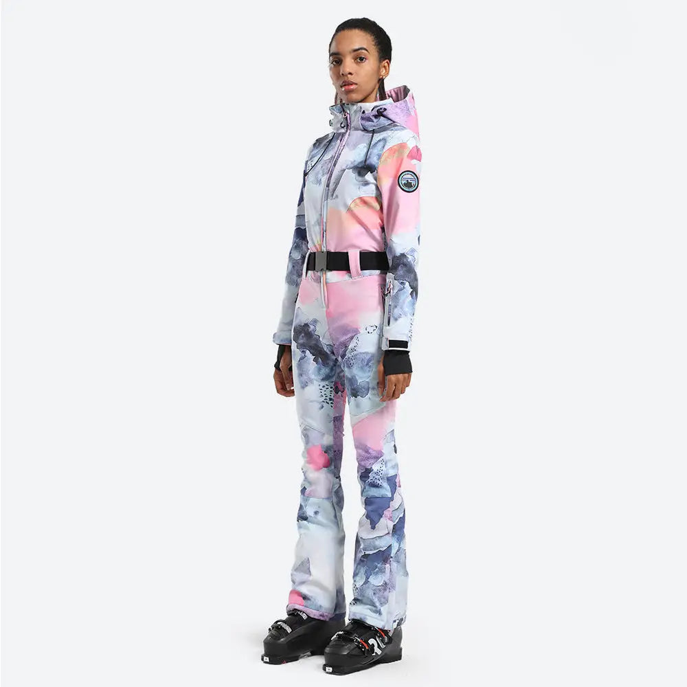 Women Hooded One Piece Snowsuits Waterproof Snow Jumpsuits