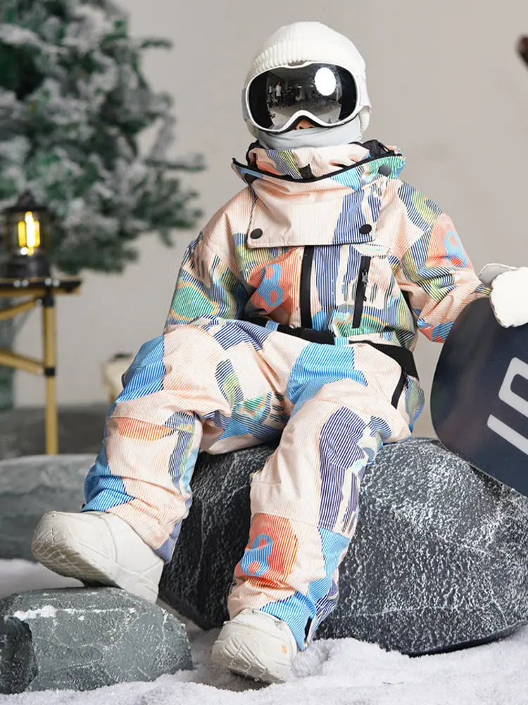 Kids Purple One-piece Snowsuits Windproof Ski Outfits