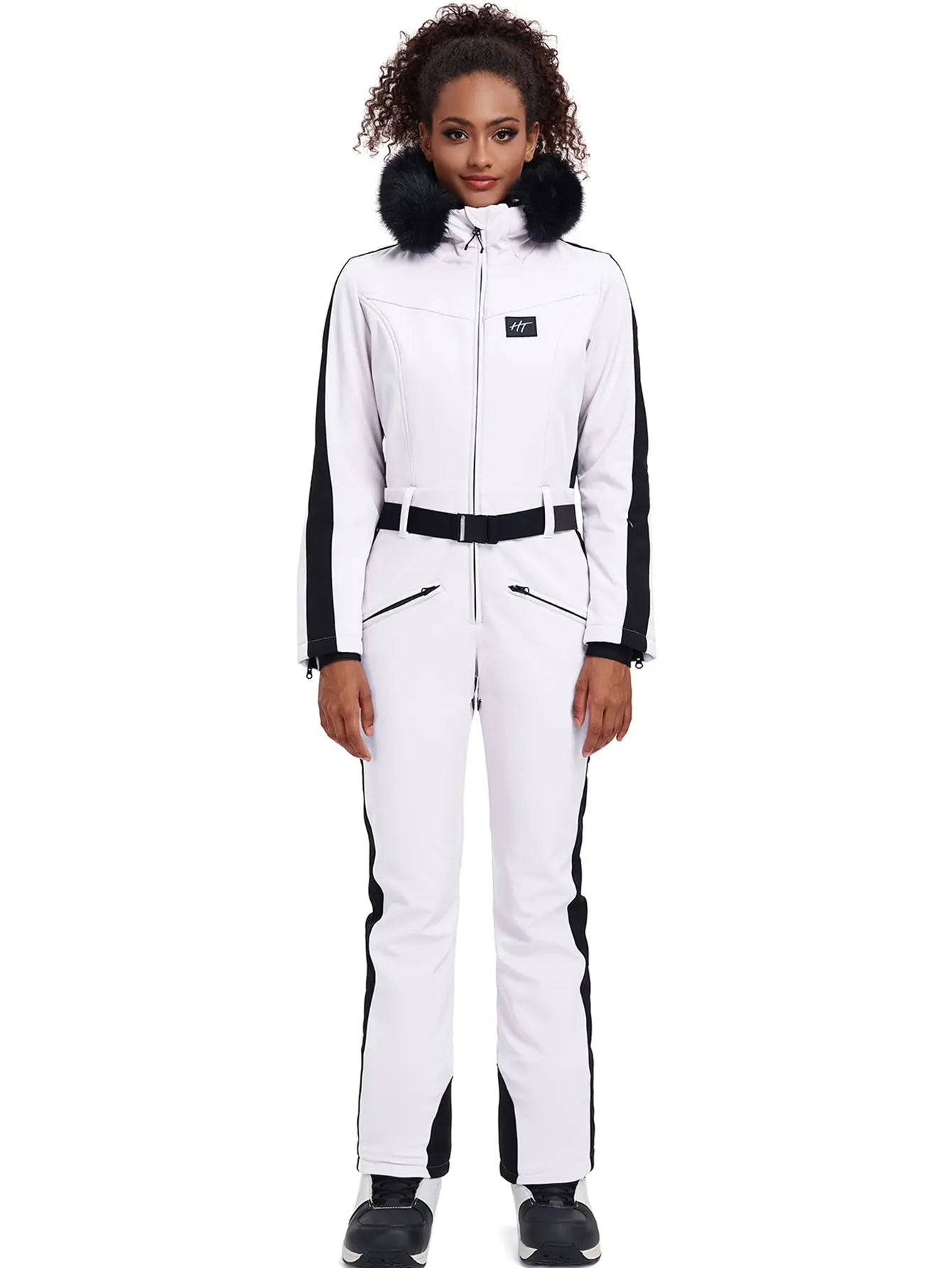 Fur Collar One-piece Ski Snow Jumpsuit Hooded Ski Outwear