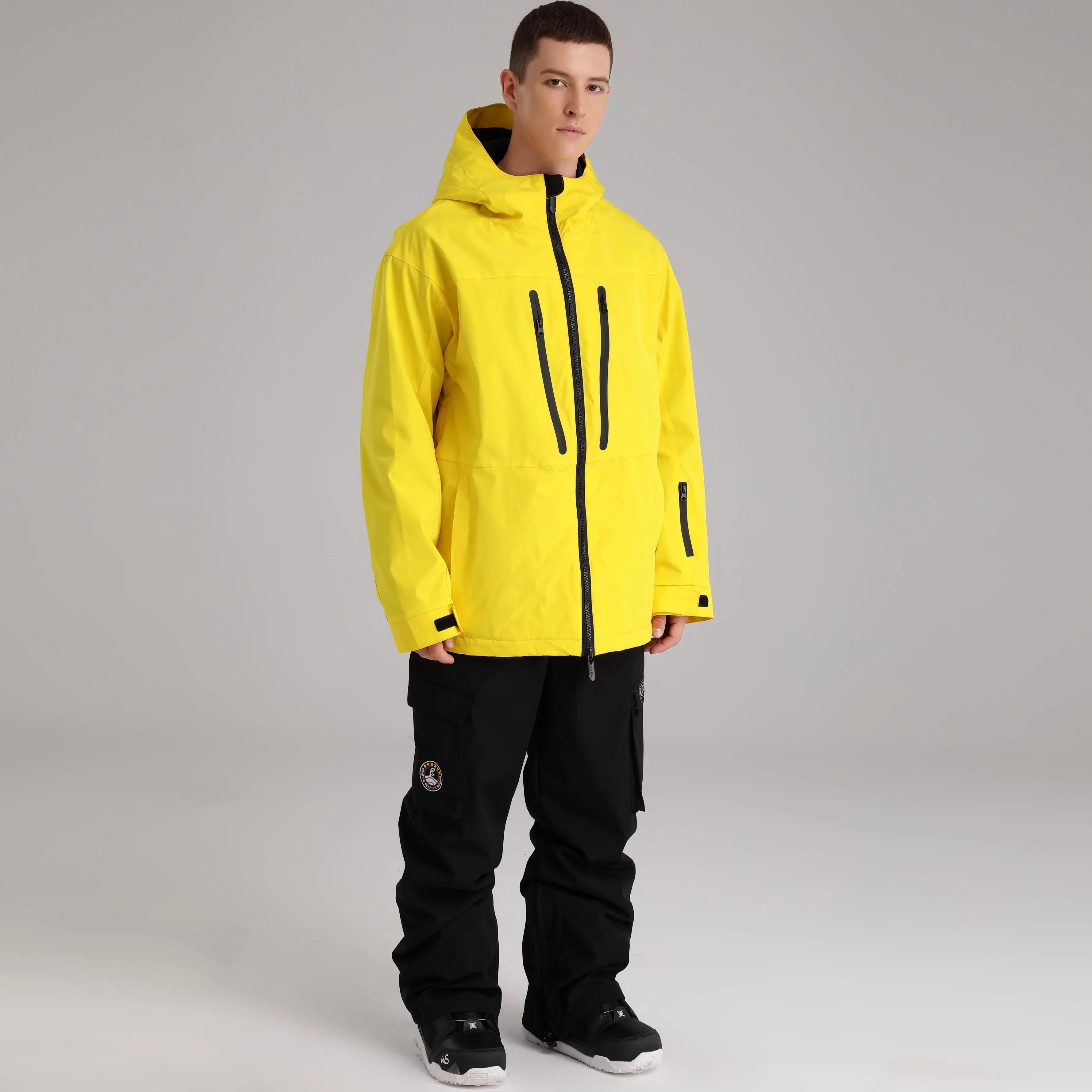 Men Zip Windbreaker Ski Shell Jacket&nbsp;Hooded Snow Coat