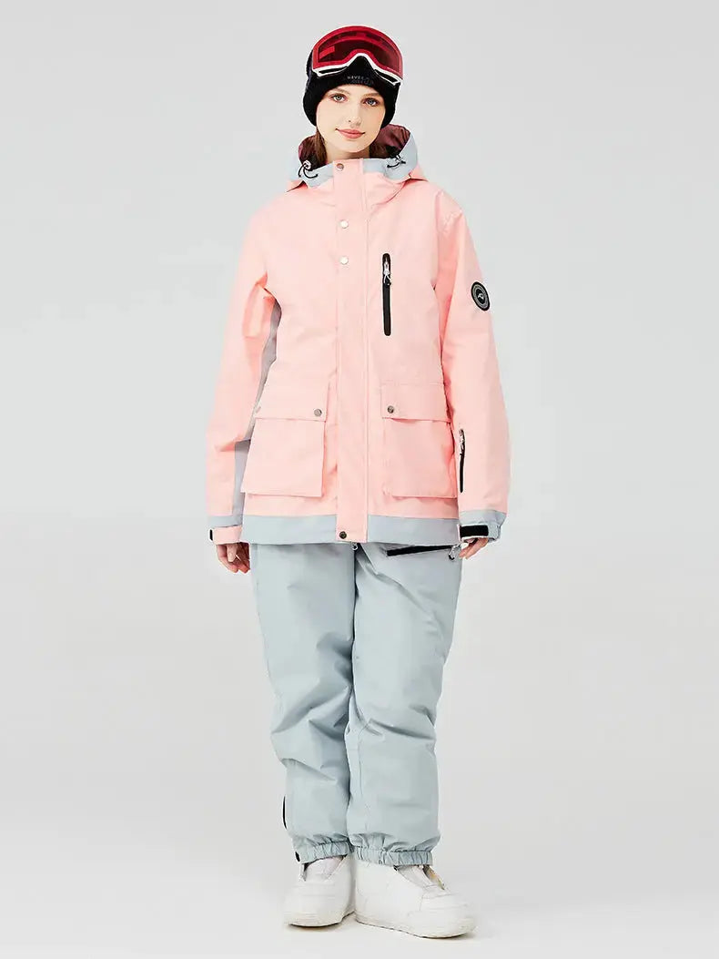Pink Ski Snowboard Jacket & Pants Set Loose Fit Sportswear-US ONLY