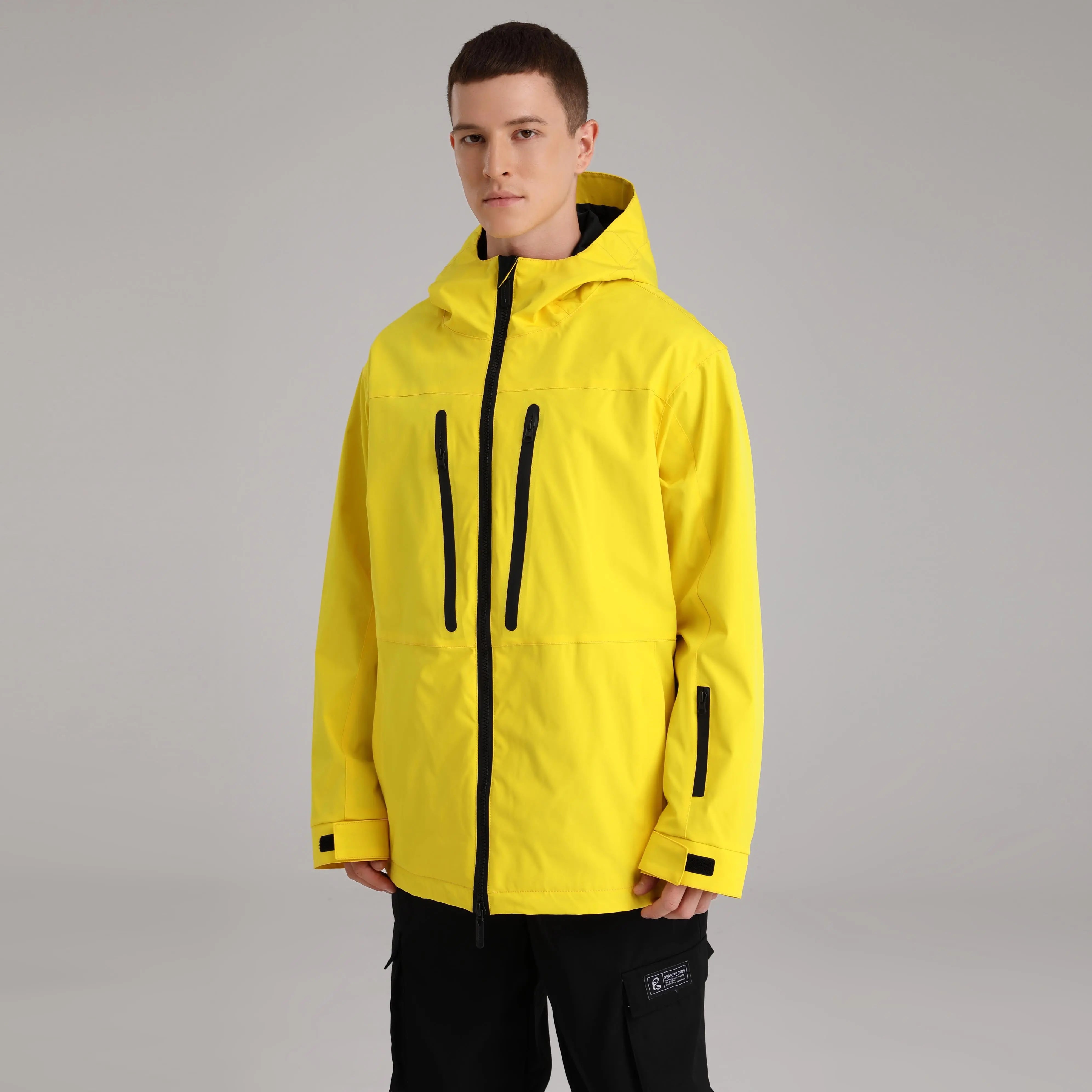 Men Zip Windbreaker Ski Shell Jacket&nbsp;Hooded Snow Coat