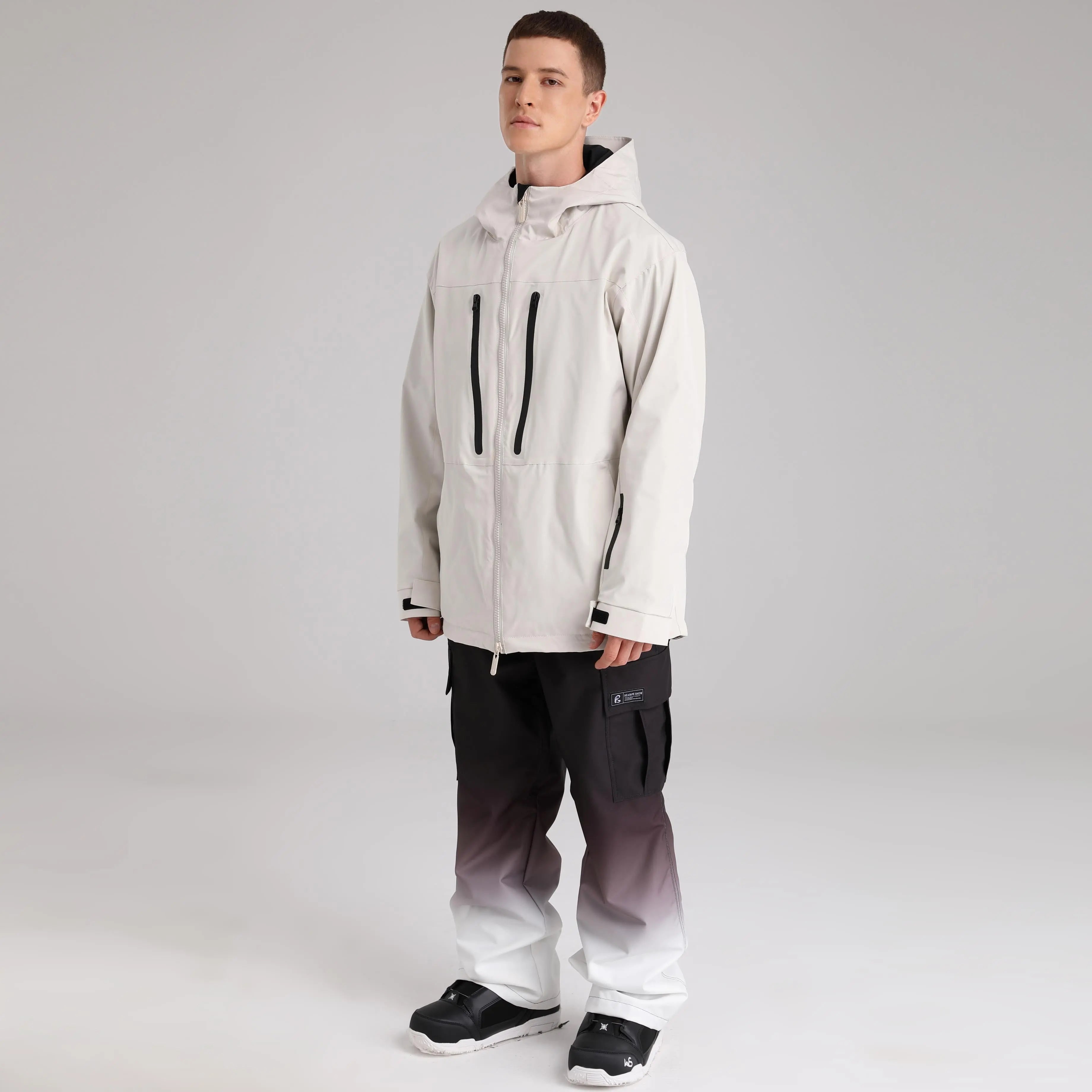 HOTIAN Men Zip Windbreaker Hooded Ski Shell Jacket