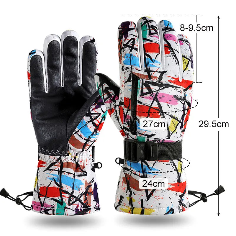 1pair Unisex Geometric Pattern Snowboard Ski Gloves