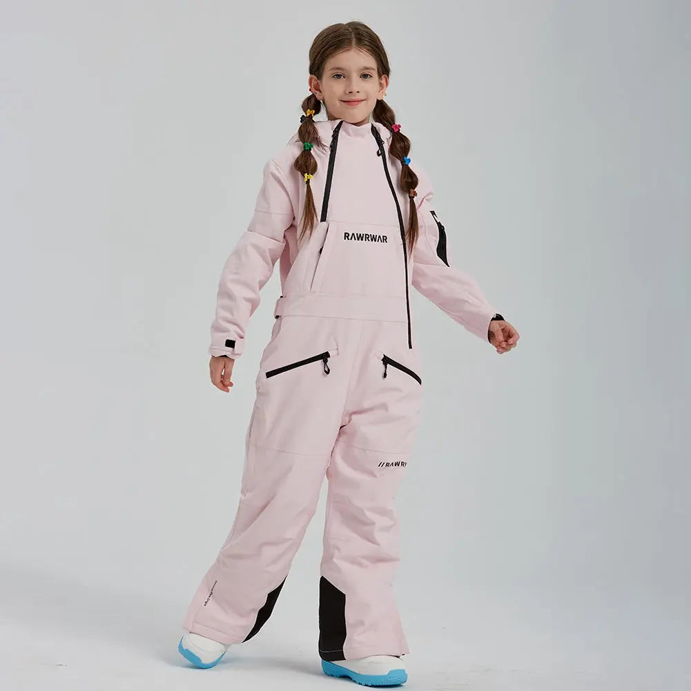 Girls High Quality One Piece Ski Jumpsuits Hooded Warm Snowsuits