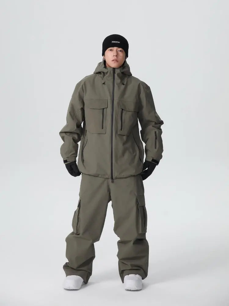 Men's Stylish Cargo Snowboarding Jacket & Pants Set