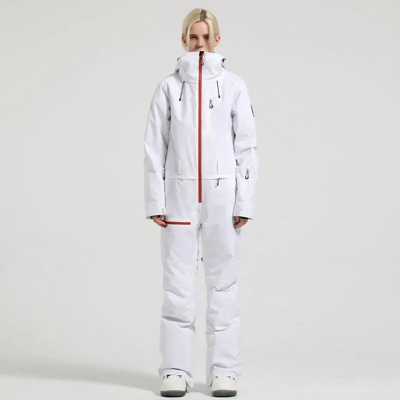 Stylish One-piece Ski Suits Slim Fit Zipper Closure Snowsuits