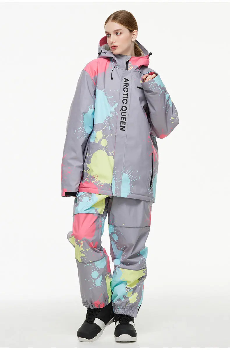 Women Tie-Dye Snow Jacket & Baggy Pants