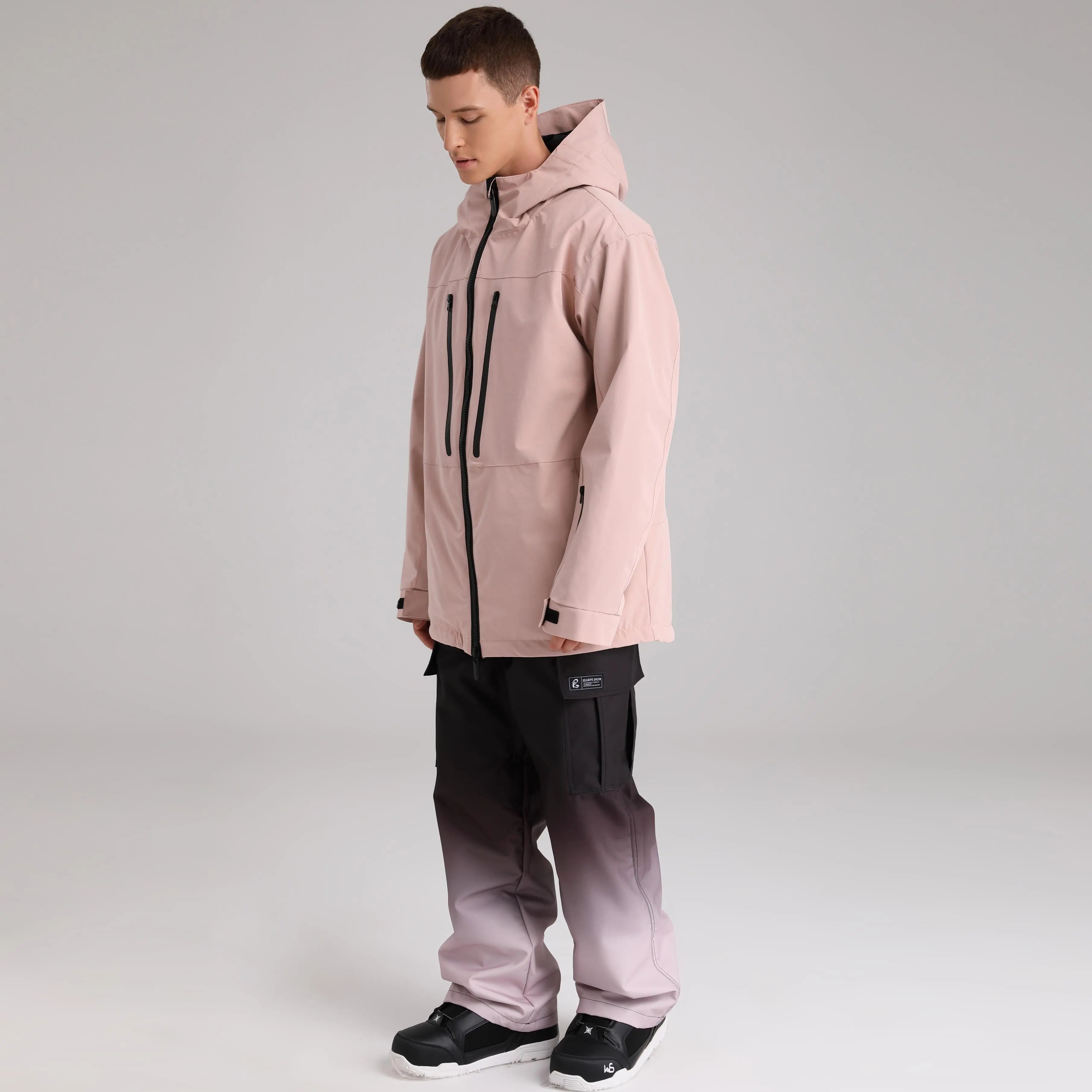 HOTIAN Men Zip Windbreaker Hooded Ski Shell Jacket