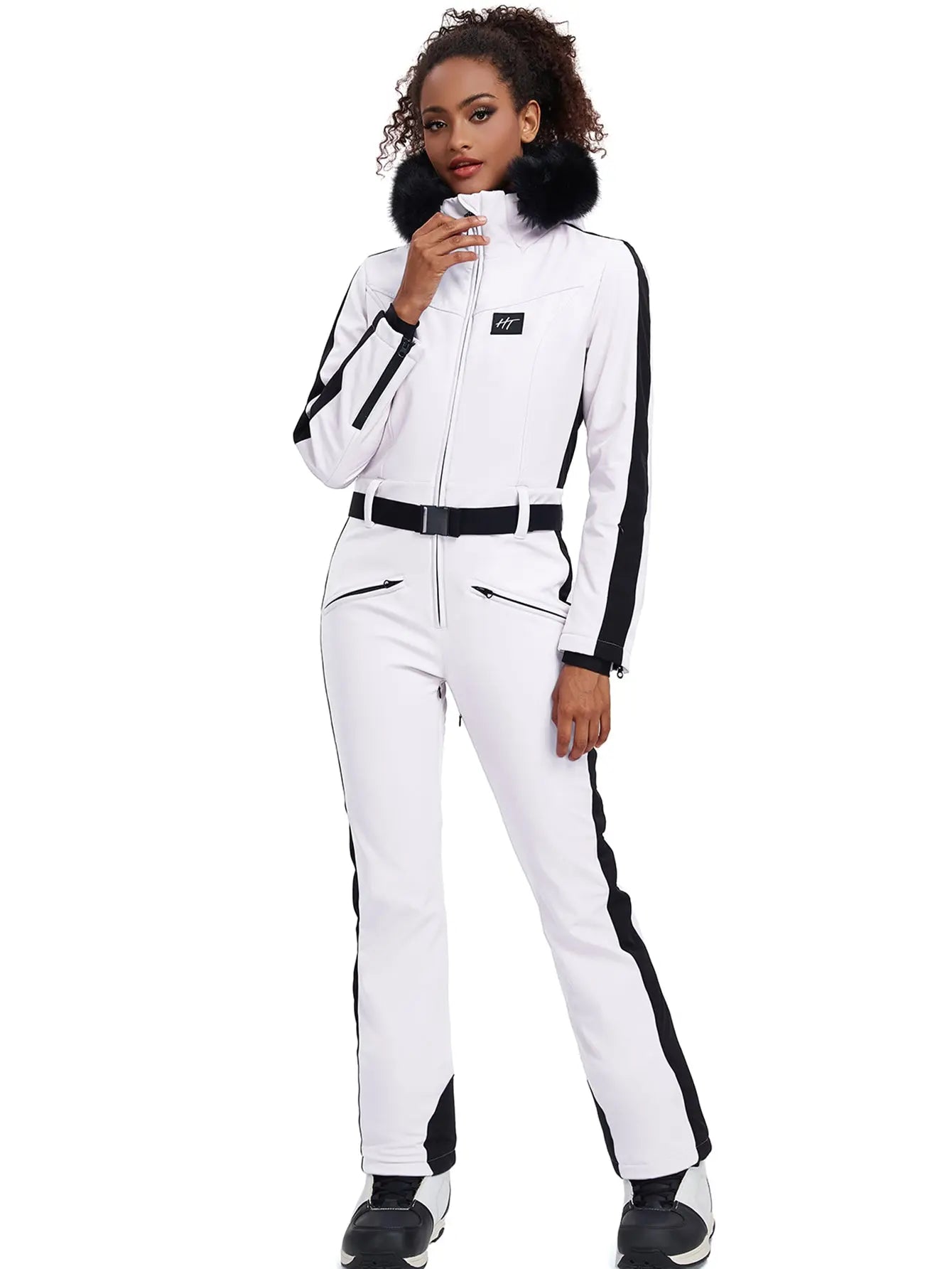 Fur Collar One-piece Ski Snow Jumpsuit Hooded Ski Outwear