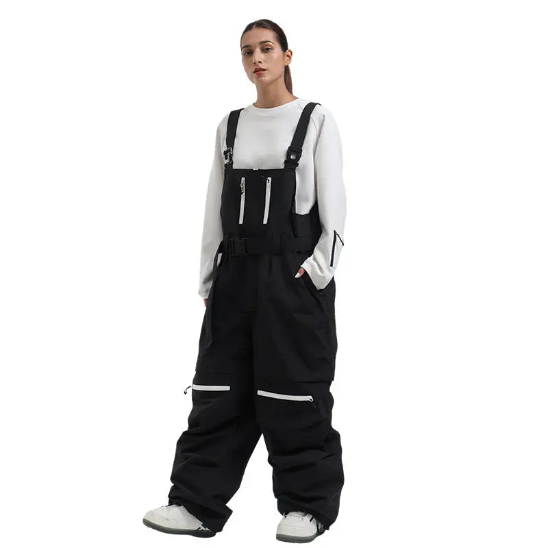 Unisex Baggy Snow Bibs Breathable Ski Overalls Pants