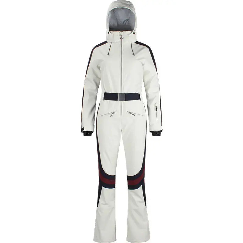 Women's Off White Snow Jumpsuits One Piece Ski Suits-US ONLY