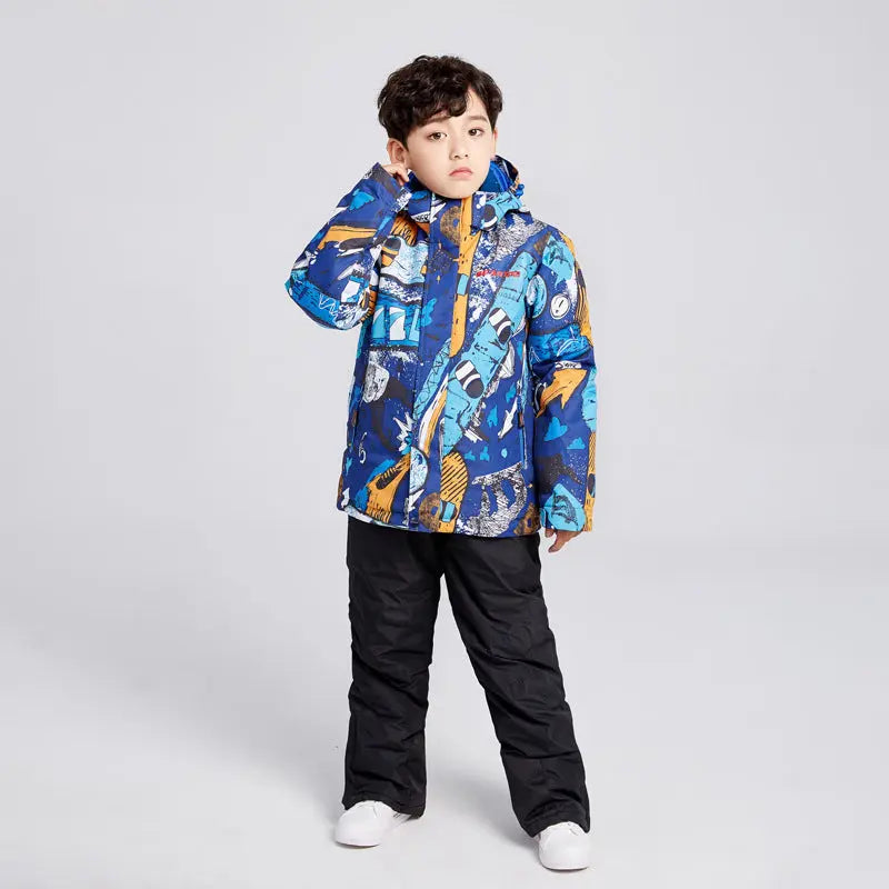 Kids Outdoor Snow Jacket & Pants 2 Pcs Winter Warm Snowsuits