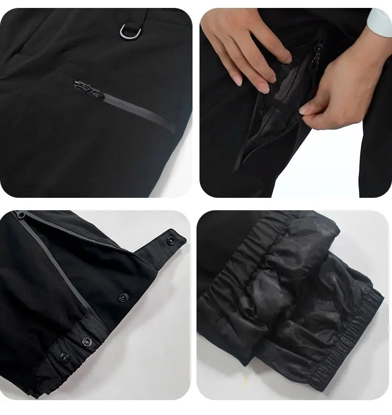Men Basic Ski Bibs Winter Warm One-piece Snow Pants