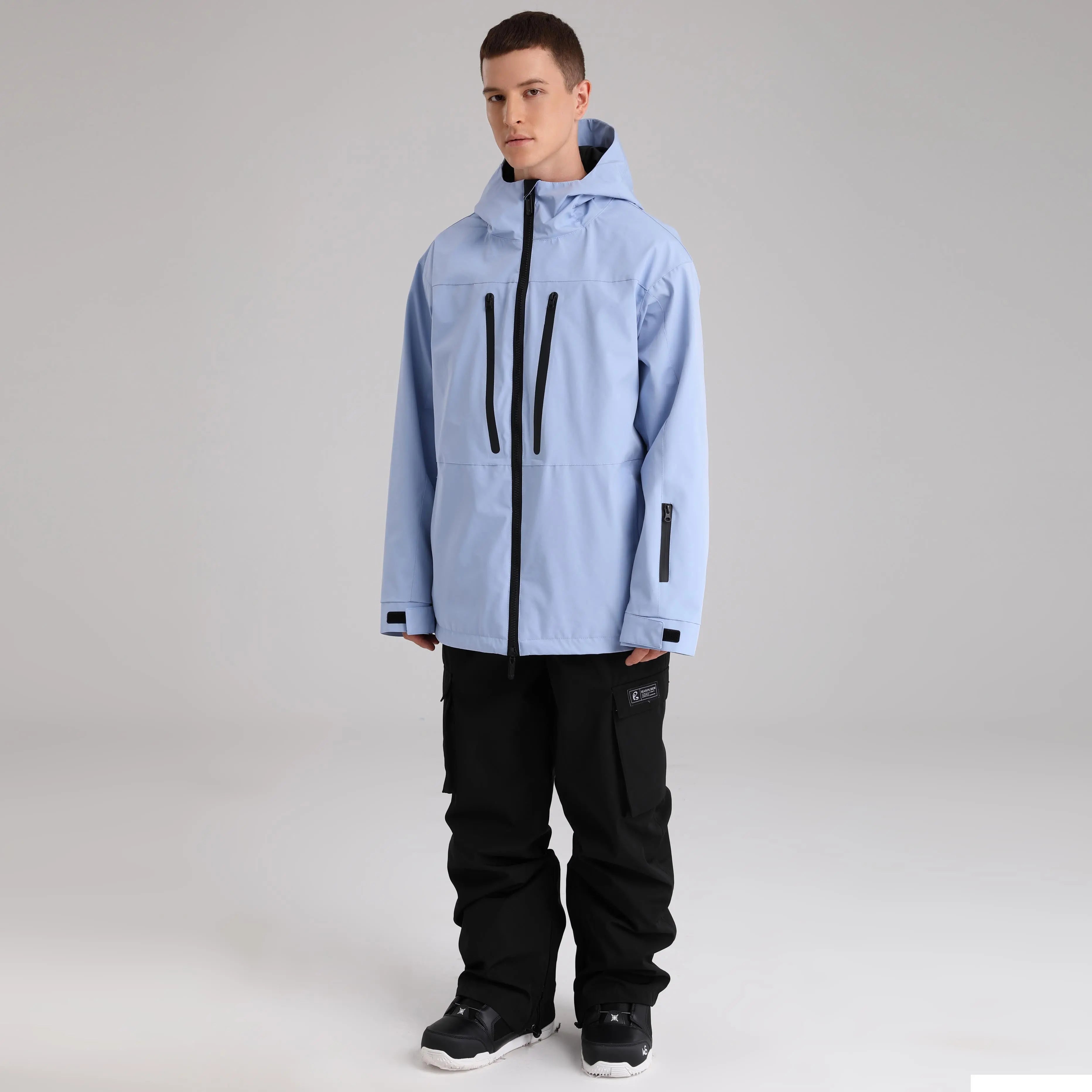 Men Zip Windbreaker Ski Shell Jacket&nbsp;Hooded Snow Coat