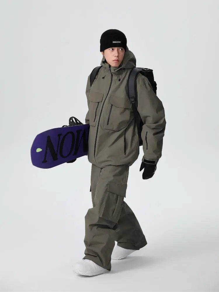 Men's Stylish Cargo Snowboarding Jacket & Pants Set