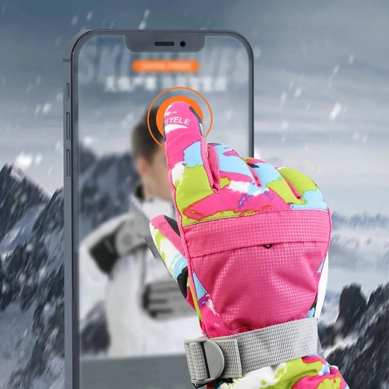 HOTIAN 1 pair Unisex Camo Print Insulated Snowboard Ski Gloves