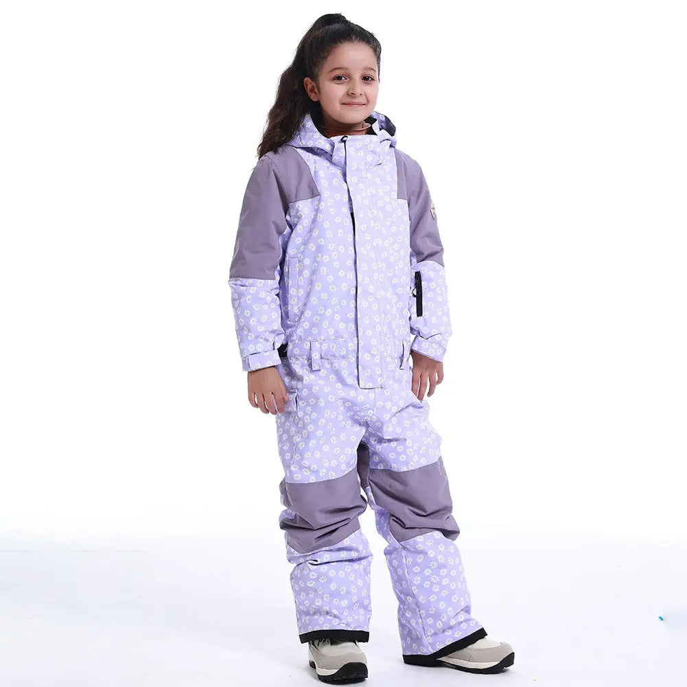 Kids Loose Fit One-piece Snow Jumpsuits