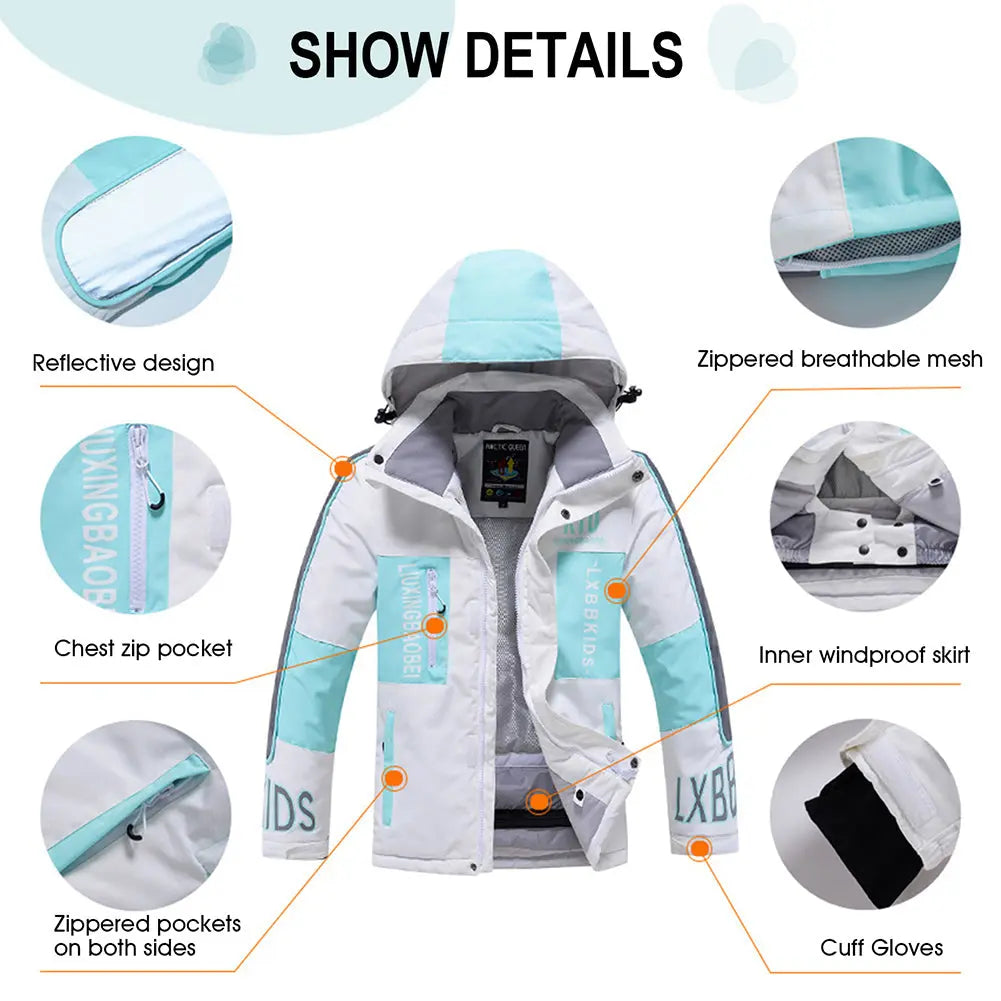 2024 Winter Kids Hooded Insulated Snow Jacket