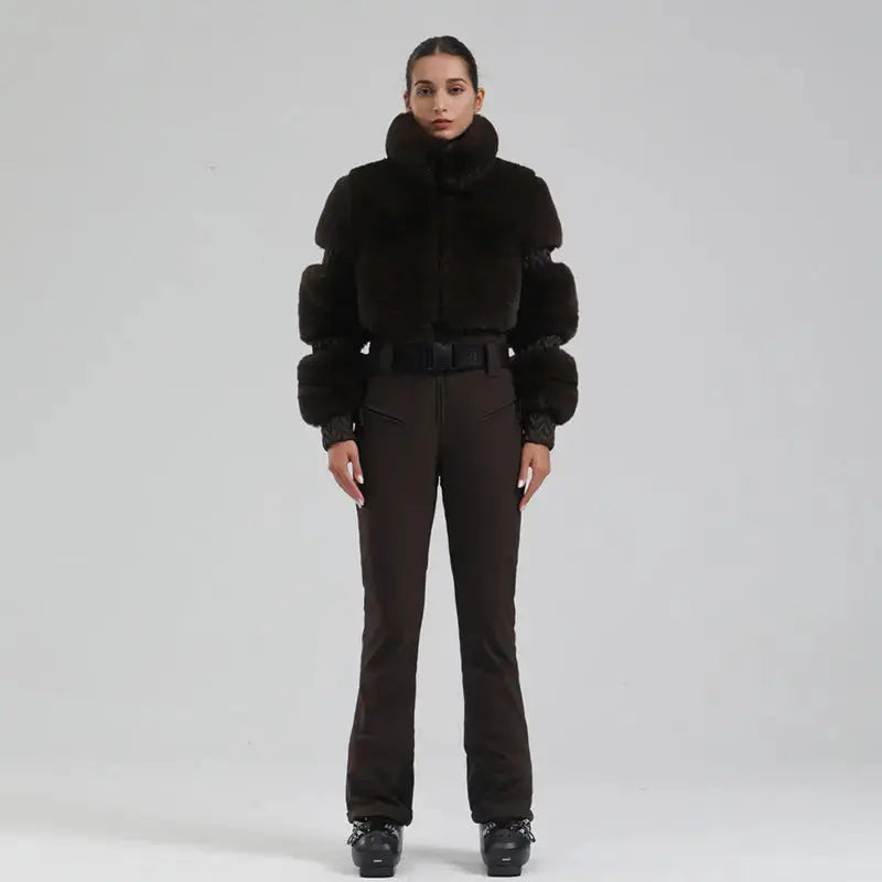 Ladies Tight One-piece Ski Jumpsuits Black/L