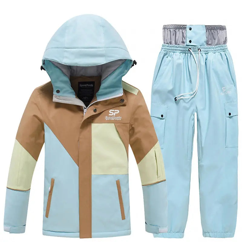 Children Insulated Colorblock Snow Jacket & Matched Pants