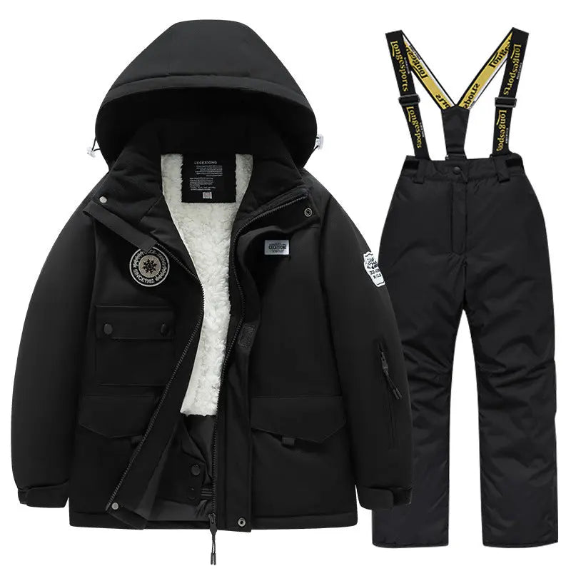Kids Winter Ski Jacket and Bibs Set Warm Fleece Lined Coats