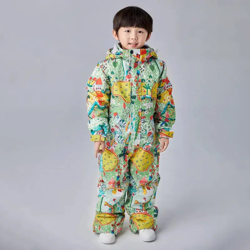 Kids One Piece Ski Suits Winter Snow Suits in Purple-US ONLY