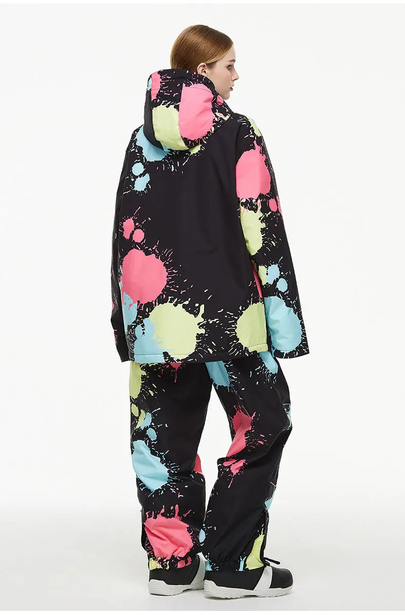Women Tie-Dye Snow Jacket & Baggy Pants