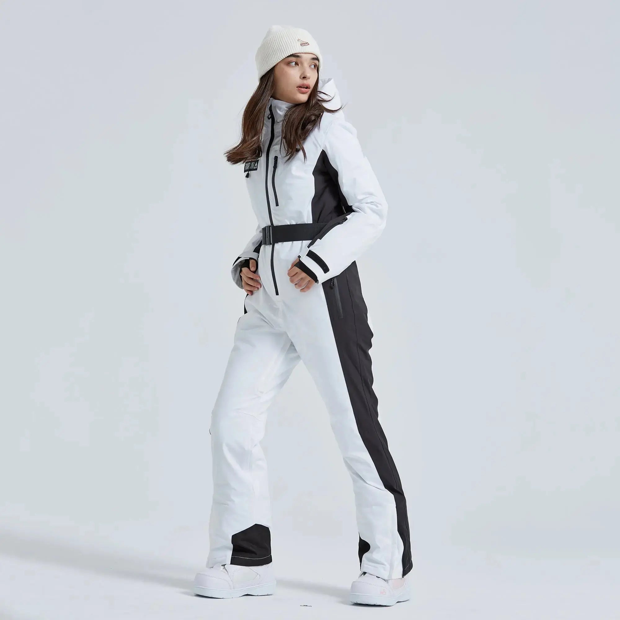 Hotian Women High Neck Hooded One Piece Ski Suits