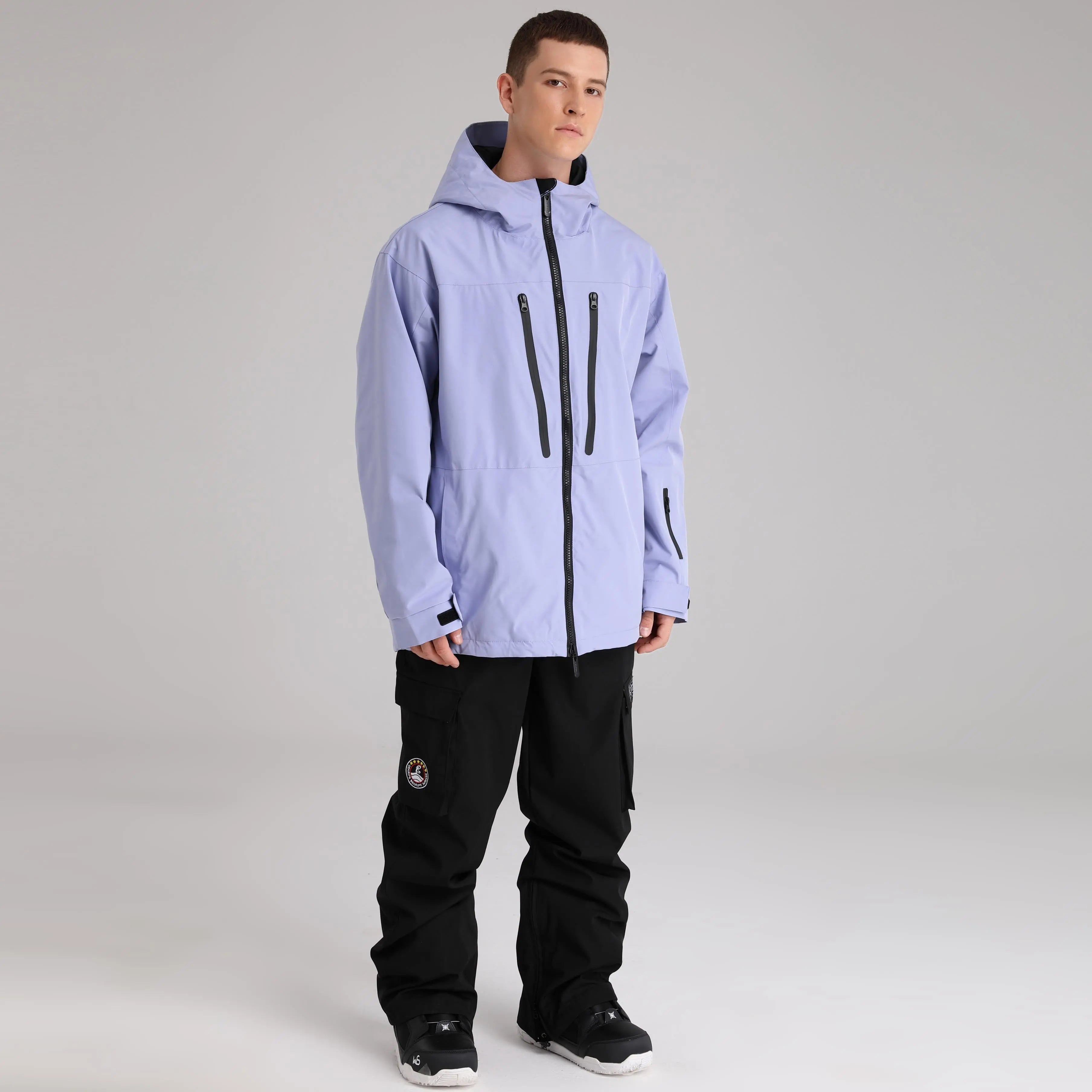 Men Zip Windbreaker Ski Shell Jacket&nbsp;Hooded Snow Coat