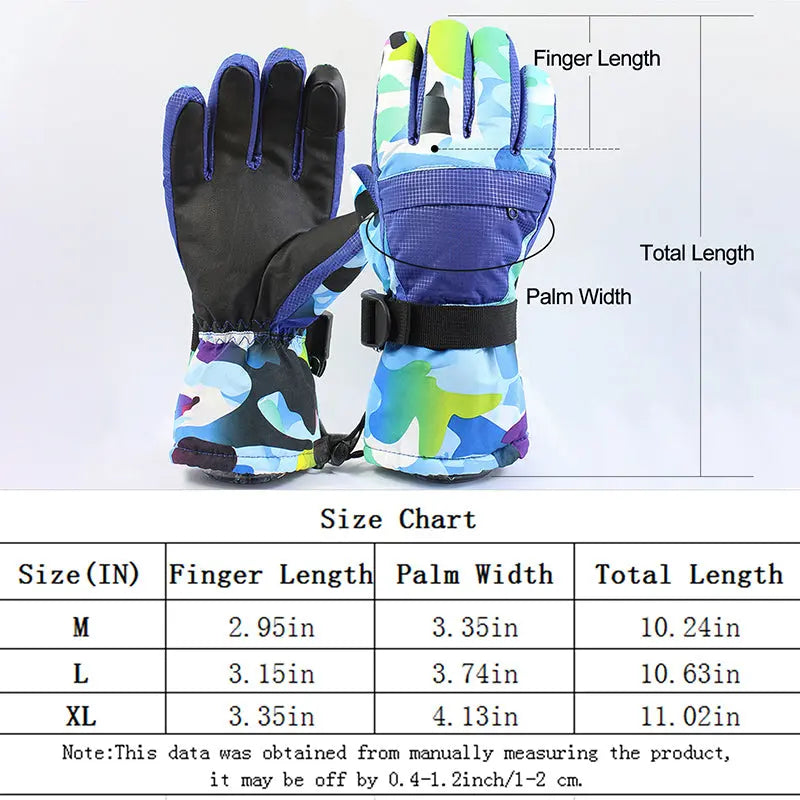 HOTIAN 1 pair Men Camo Print Insulated Snowboard Ski Gloves
